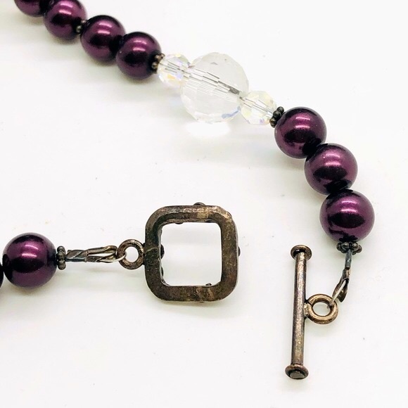 Vintage Deco Crystal Glass Pearl Necklace - Picture 8 of 15